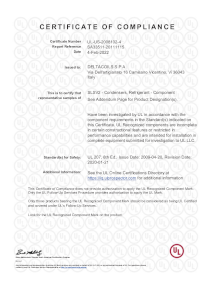 Certificate of compliance UL